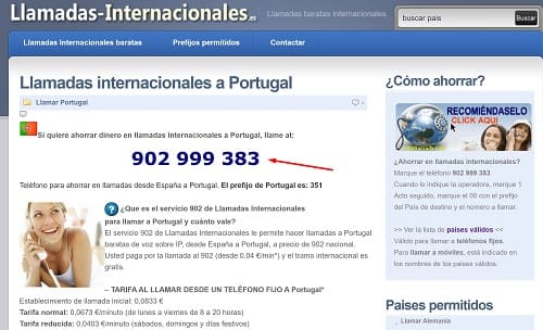 Llamar desde España a Portugal