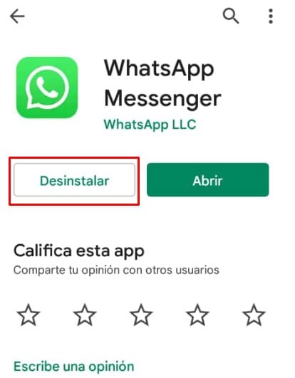 WhatsApp Android desinstalar