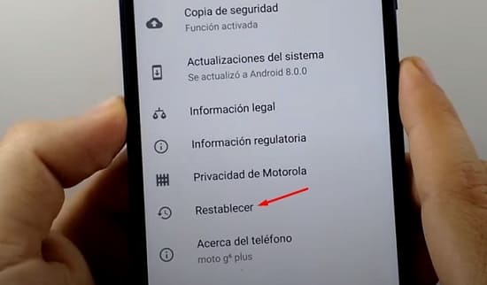 Reiniciar Motorola desde Ajustes