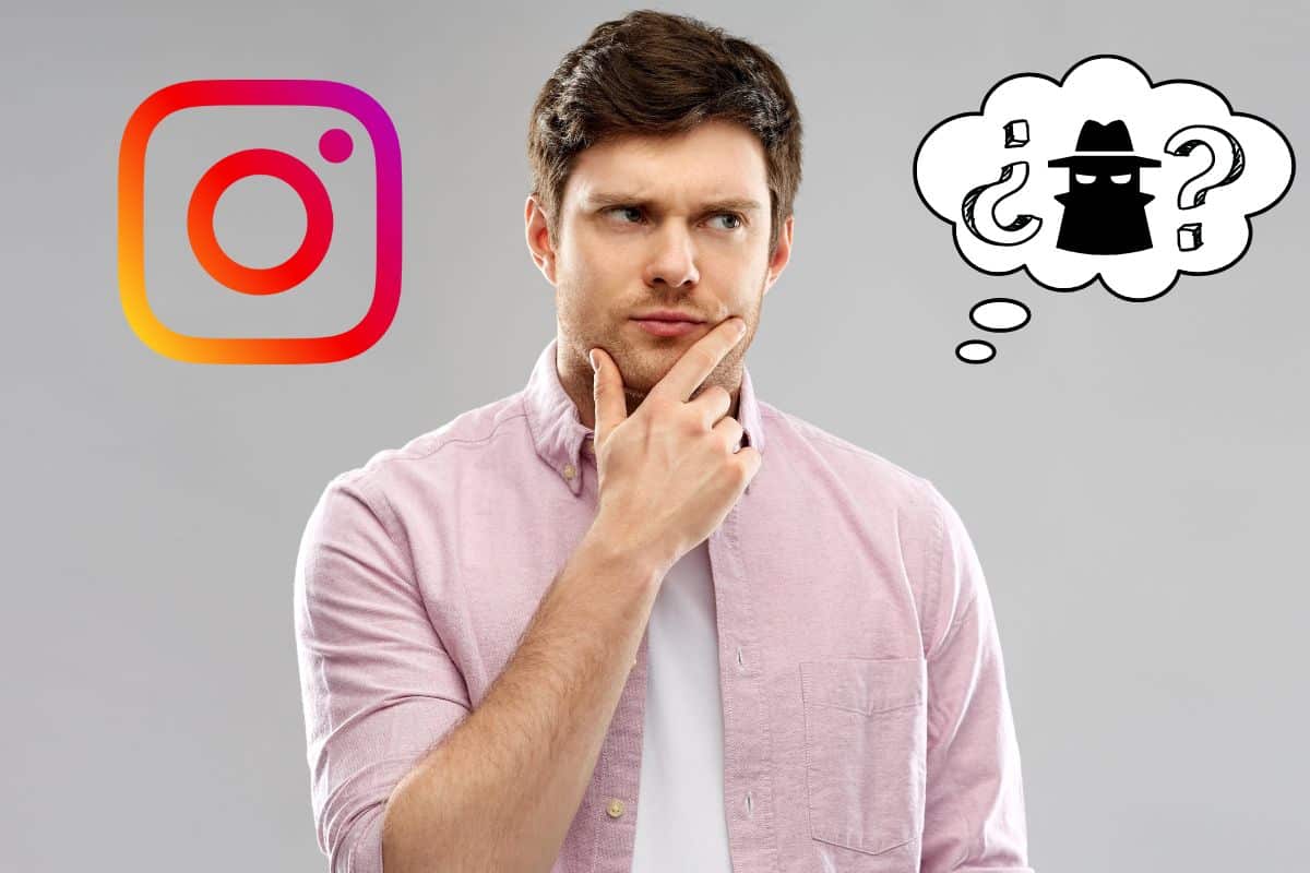 un hombre con cara curiosa se pregunta cómo saber si espían mi Instagram