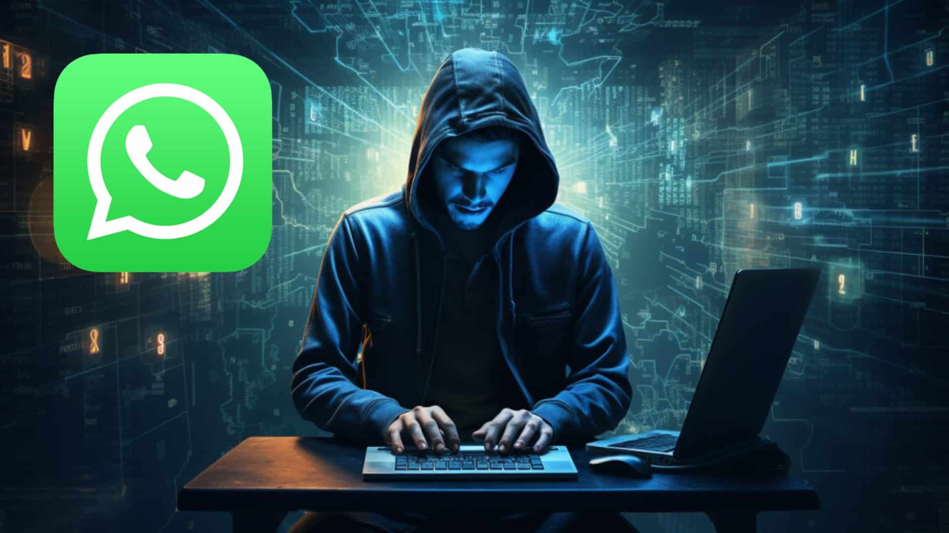 haccker activando en un ordenador el modo espia de whatsapp